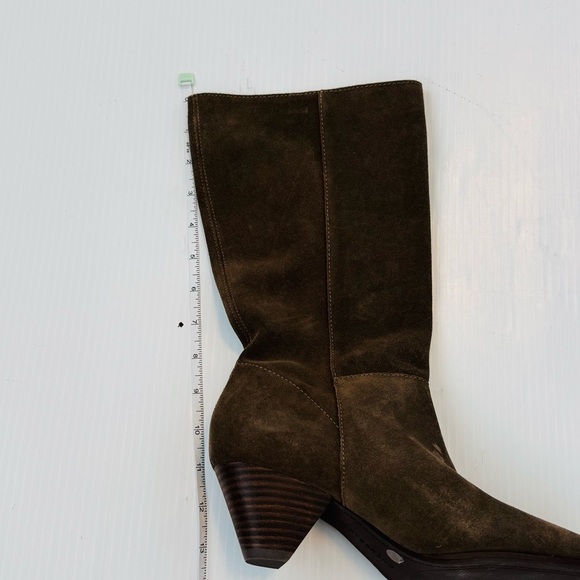 Lucky Brand Women's Fukko Mid-Calf Boots Brown Suede Heeled Boots - Picture 9 of 9